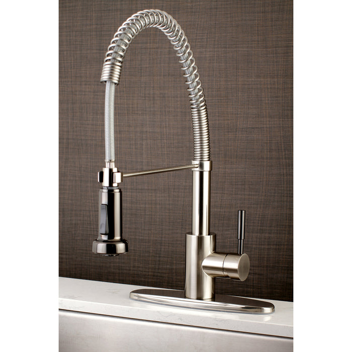 Kaiser GSY8888DKL Single-Handle 1-or-3 Hole Deck Mount Pre-Rinse Kitchen Faucet, Brushed Nickel/Black Stainless Steel