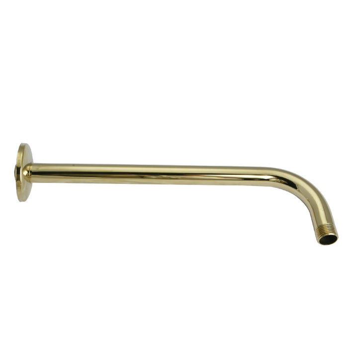 Claremont K112A2 12-Inch J-Shaped Rain Drop Shower Arm with Flange, Polished Brass