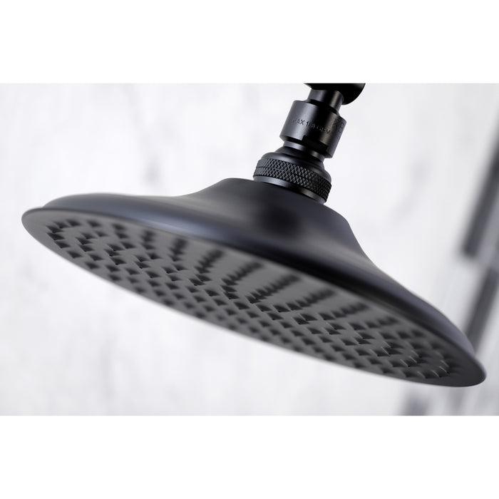 Kingston Heirloom K136K0MB - Victorian 7-3/4 Inch Round Raindrop Brass Shower Head with 10-Inch High-Low Adjustable Shower Arm, Matte Black