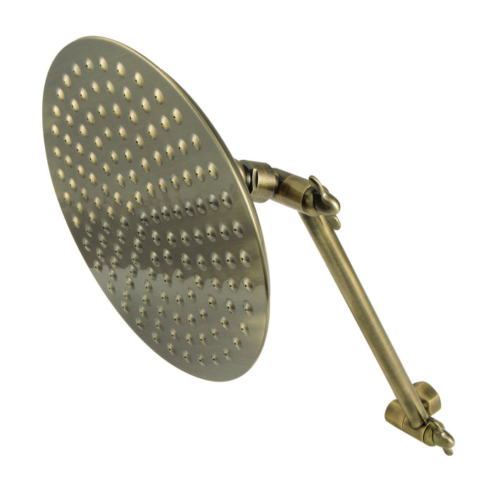 Kingston Heirloom K136K3 - Victorian 7-3/4 Inch Round Raindrop Brass Shower Head with 10-Inch High-Low Adjustable Shower Arm, Antique Brass
