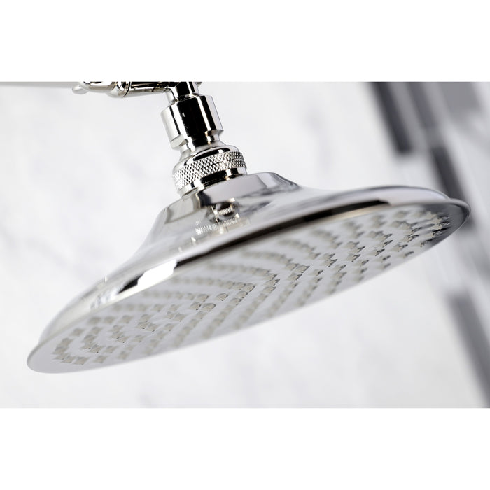 Kingston Heirloom K136K6 - Victorian 7-3/4 Inch Round Raindrop Brass Shower Head with 10-Inch High-Low Adjustable Shower Arm, Polished Nickel