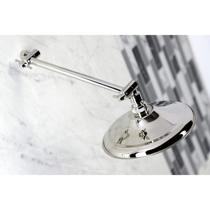 Kingston Heirloom K136K6 - Victorian 7-3/4 Inch Round Raindrop Brass Shower Head with 10-Inch High-Low Adjustable Shower Arm, Polished Nickel