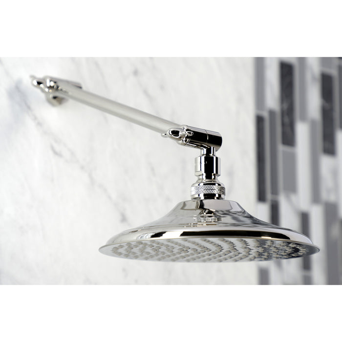 Kingston Heirloom K136K6 - Victorian 7-3/4 Inch Round Raindrop Brass Shower Head with 10-Inch High-Low Adjustable Shower Arm, Polished Nickel