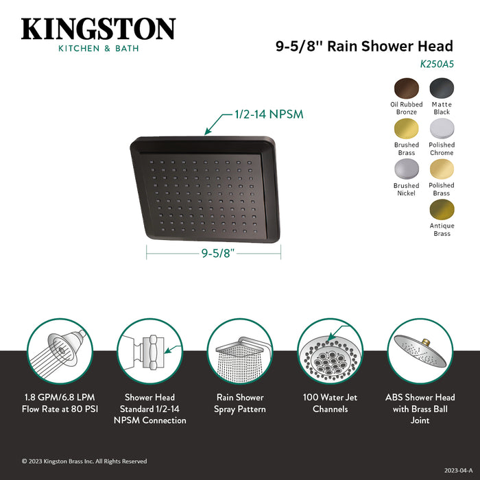 Shower Scape K250A0 9-5/8 Inch Square Rainfall Shower Head, Matte Black