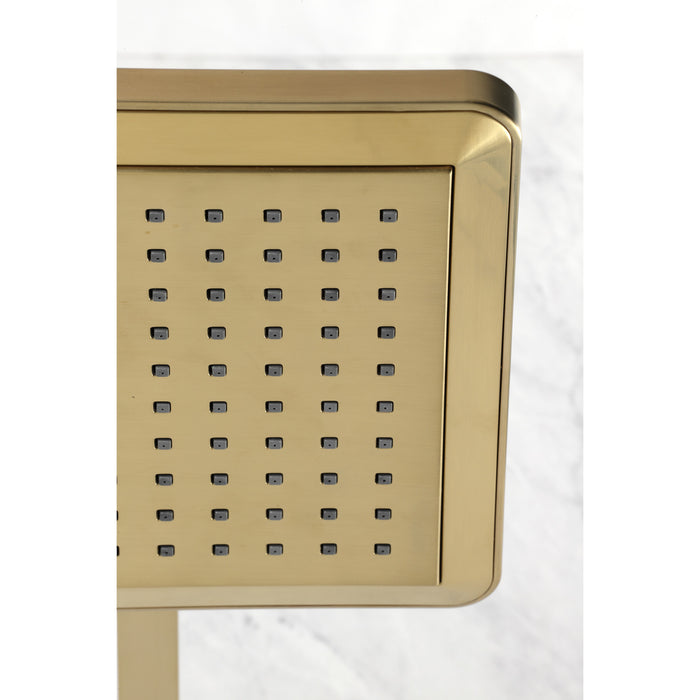 Kingston Sona K250A7CK - Claremont 9-5/8-Inch Square Raindrop ABS Shower Head with 15-3/4-Inch Shower Arm, Brushed Brass