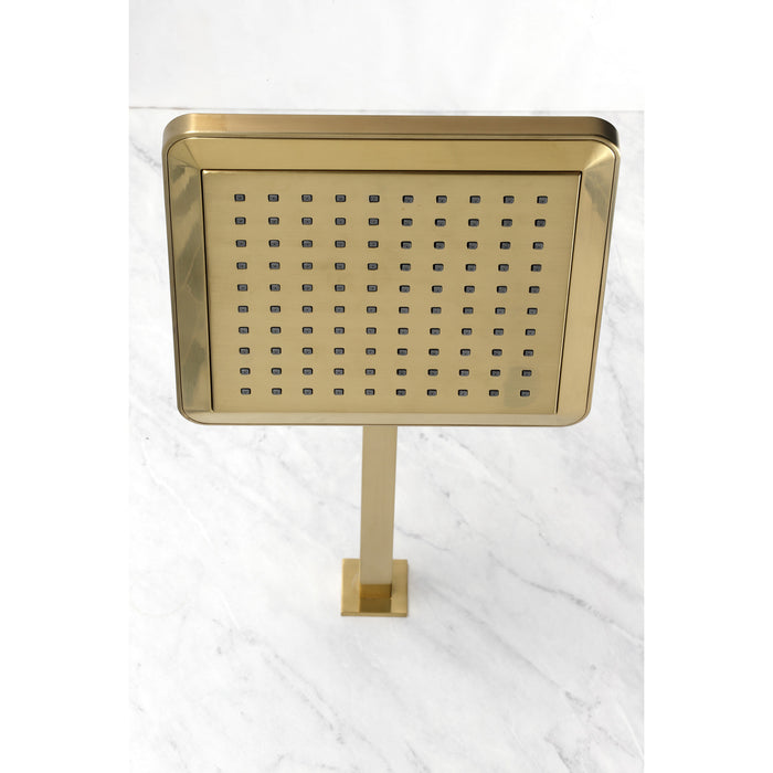 Kingston Sona K250A7CK - Claremont 9-5/8-Inch Square Raindrop ABS Shower Head with 15-3/4-Inch Shower Arm, Brushed Brass