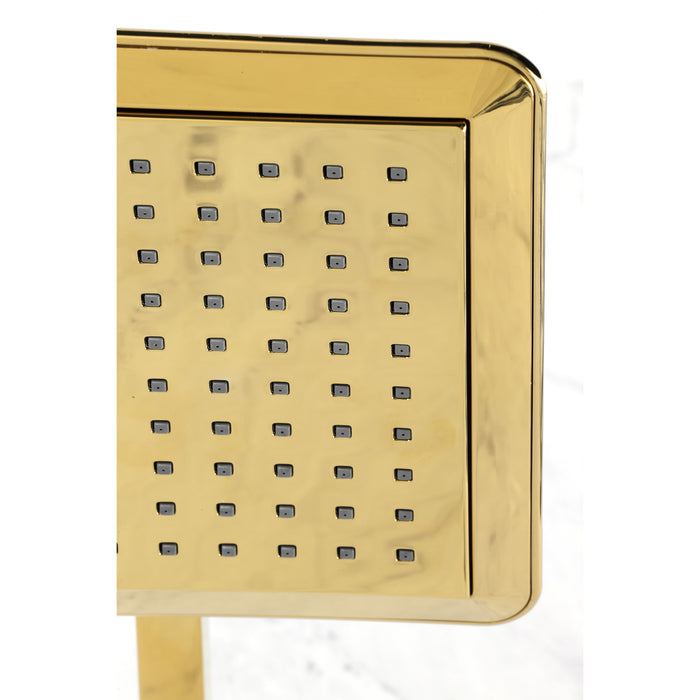 Kingston Sona K251A2CK - Claremont 9-5/8 Inch Square Raindrop ABS Shower Head with 15-3/4 Inch Shower Arm, Polished Brass
