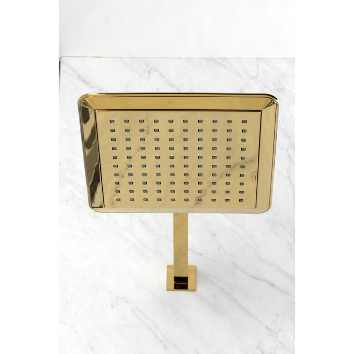 Kingston Sona K251A2CK - Claremont 9-5/8 Inch Square Raindrop ABS Shower Head with 15-3/4 Inch Shower Arm, Polished Brass
