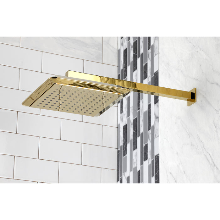 Kingston Sona K251A2CK - Claremont 9-5/8 Inch Square Raindrop ABS Shower Head with 15-3/4 Inch Shower Arm, Polished Brass