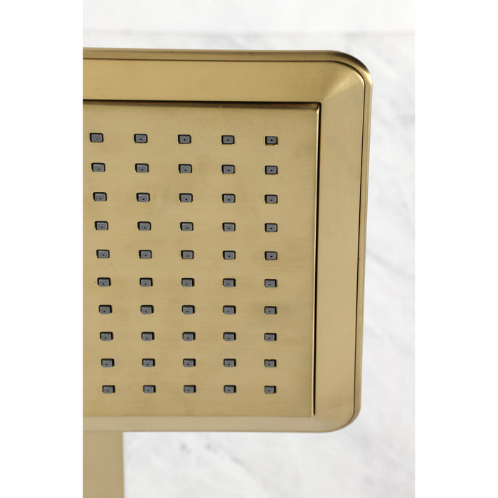 Kingston Sona K251A7CK - Claremont 9-5/8 Inch Square Raindrop ABS Shower Head with 15-3/4 Inch Shower Arm, Brushed Brass