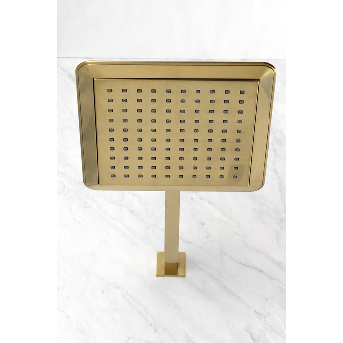 Kingston Sona K251A7CK - Claremont 9-5/8 Inch Square Raindrop ABS Shower Head with 15-3/4 Inch Shower Arm, Brushed Brass