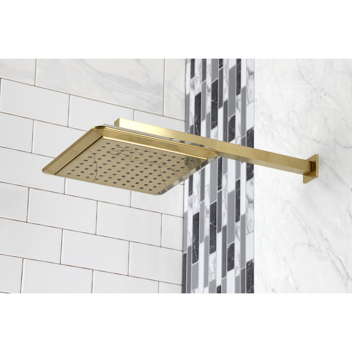 Kingston Sona K251A7CK - Claremont 9-5/8 Inch Square Raindrop ABS Shower Head with 15-3/4 Inch Shower Arm, Brushed Brass