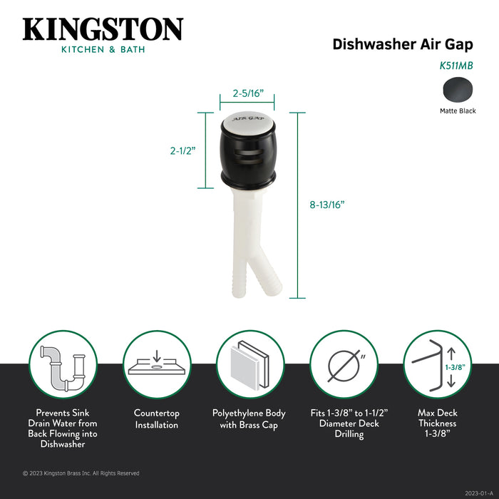 Heritage K511MB Dishwasher Air Gap, Matte Black