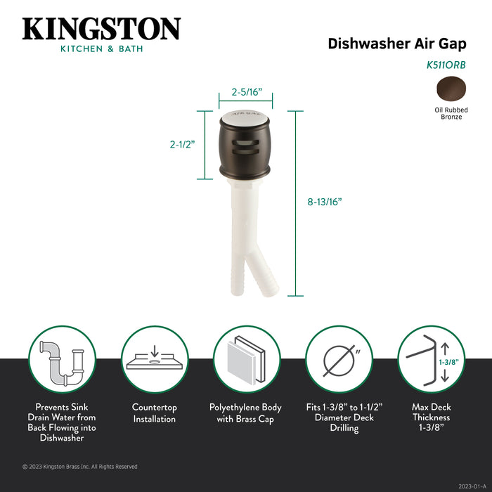 Heritage K511ORB Dishwasher Air Gap, Oil Rubbed Bronze