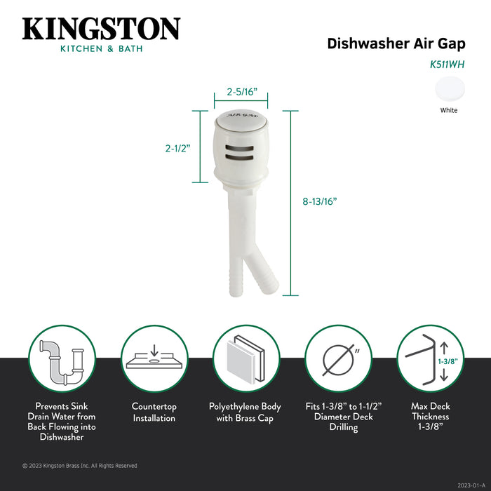 Heritage K511WH Dishwasher Air Gap, White
