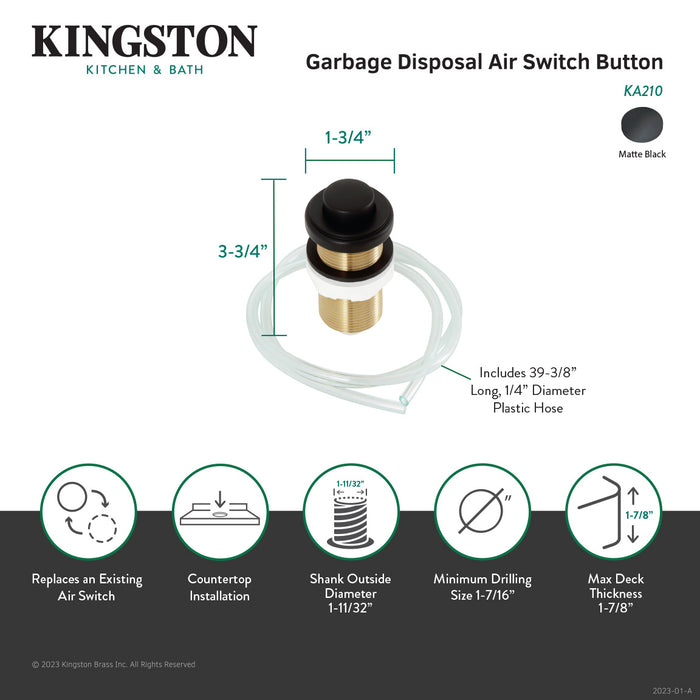 Trimscape KA210 Garbage Disposal Air Switch Button, Matte Black