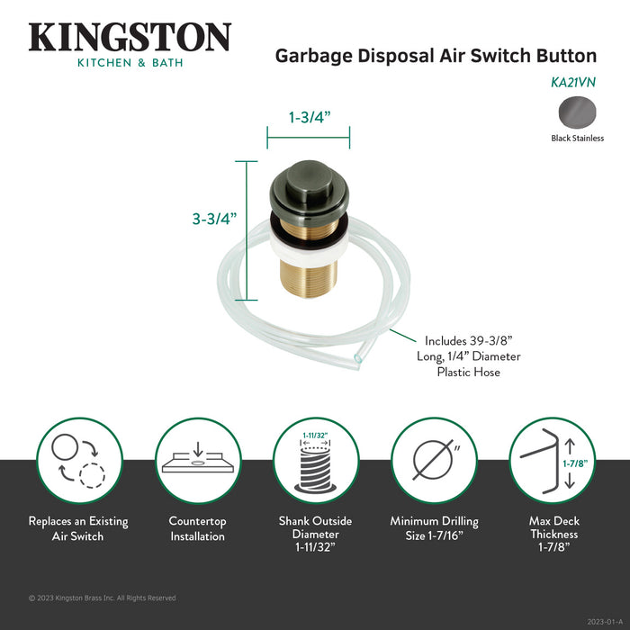 Trimscape KA21VN Garbage Disposal Air Switch Button, Black Stainless