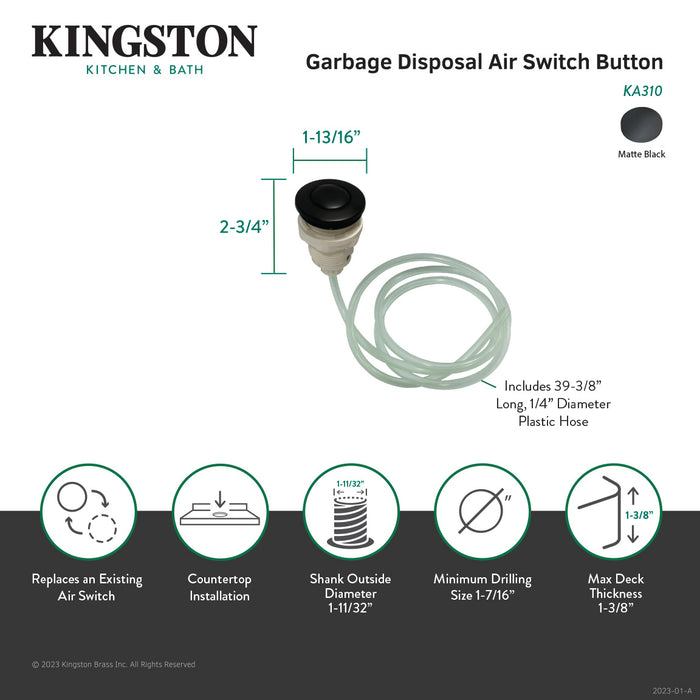 Trimscape KA310 Garbage Disposal Air Switch Button, Matte Black