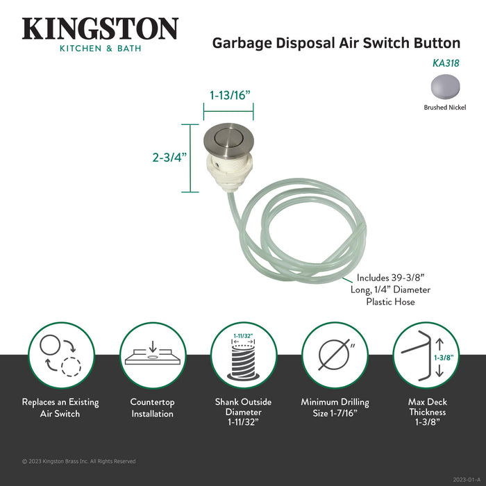 Trimscape KA318 Garbage Disposal Air Switch Button, Brushed Nickel