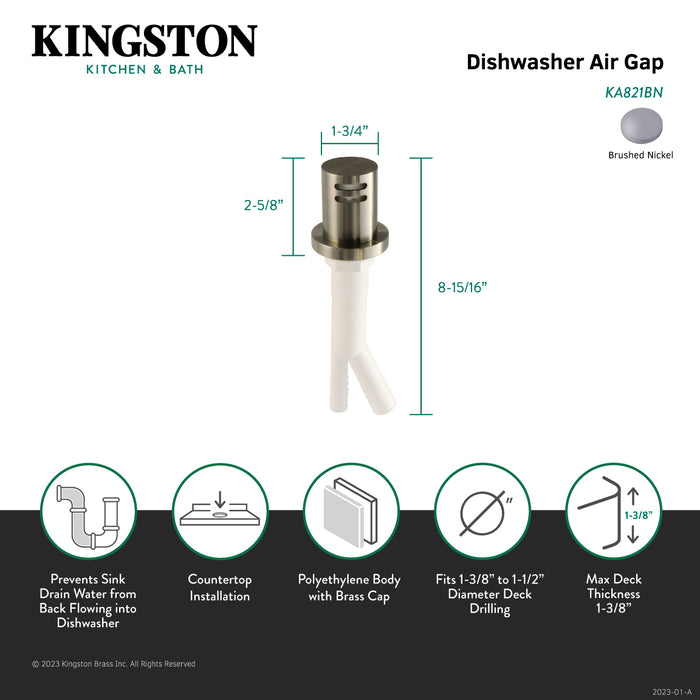 Trimscape KA821BN Dishwasher Air Gap, Brushed Nickel