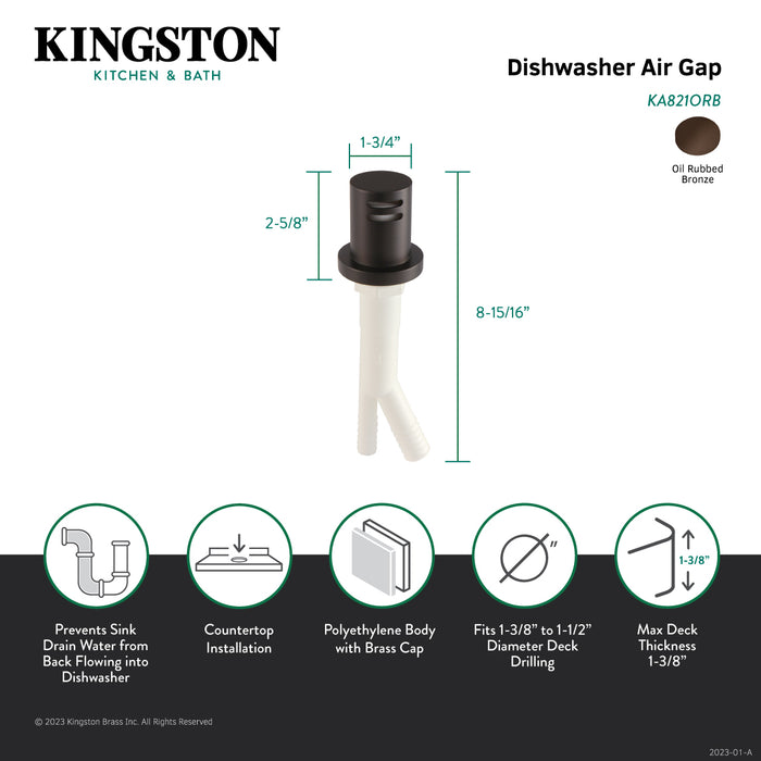 Trimscape KA821ORB Dishwasher Air Gap, Oil Rubbed Bronze