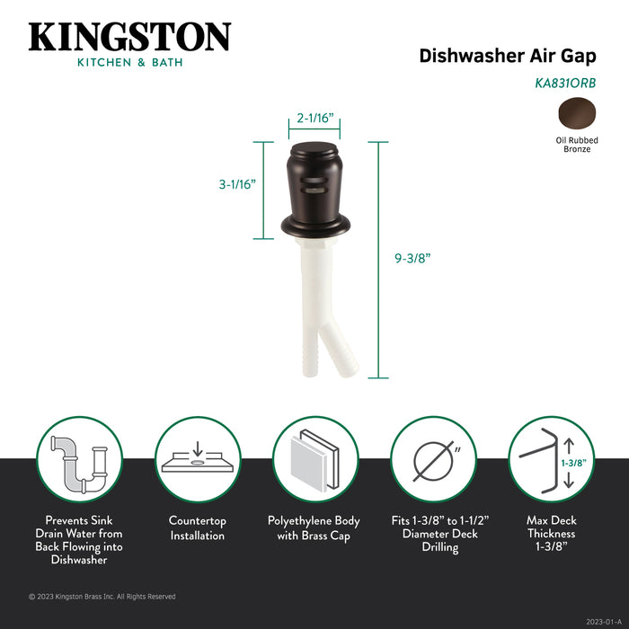 Trimscape KA831ORB Dishwasher Air Gap, Oil Rubbed Bronze