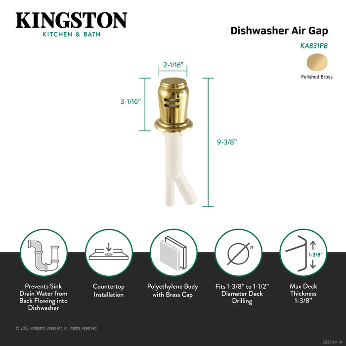 Trimscape KA831PB Dishwasher Air Gap, Polished Brass