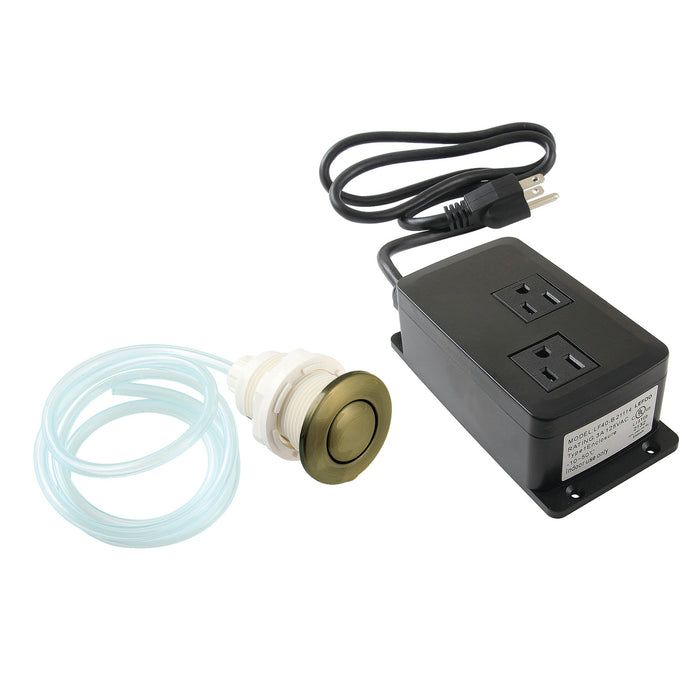 Kingston Trimscape KADK31AB Dual Outlet Garbage Disposal Air Switch Kit, Antique Brass