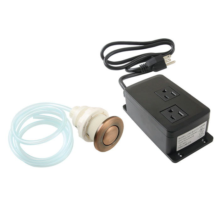 Kingston Trimscape KADK31AC Dual Outlet Garbage Disposal Air Switch Kit, Antique Copper