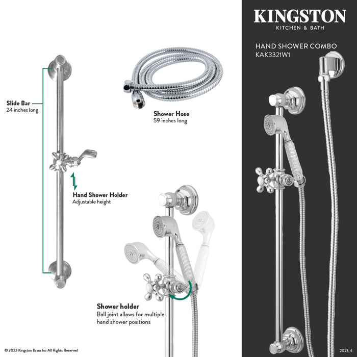 Kingston Heirloom KAK3320W0 - Made To Match Shower System with 24-Inch Slide/Grab Bar and Hand Shower, Matte Black