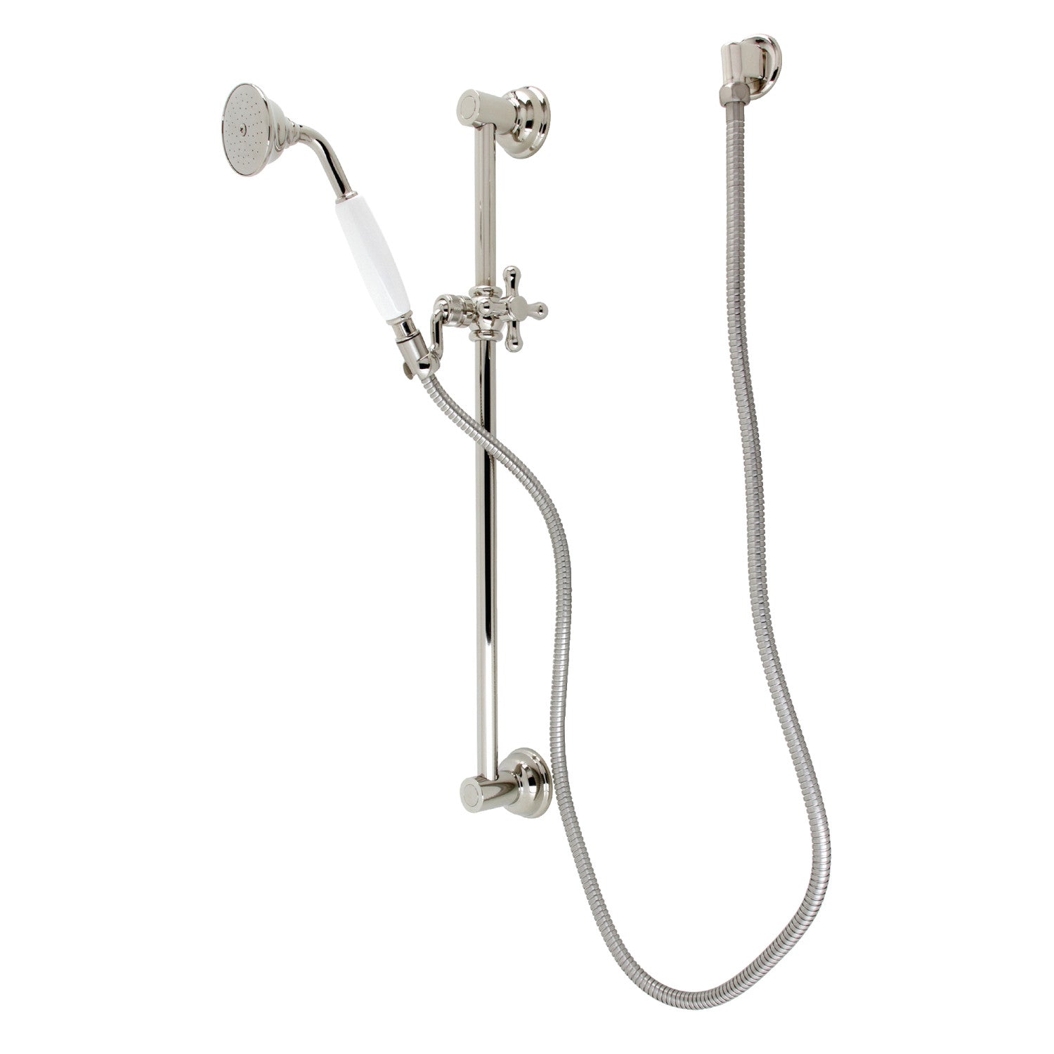 Kingston Brass KAK3526W6 ハンドシャワーコンボ スライドバー付き 光沢ニッケル 並行輸入品 Made To Match KAK3526W6 Shower System with 24-Inch Slide⁄Grab Bar and Hand  Shower, Polished Nickel
