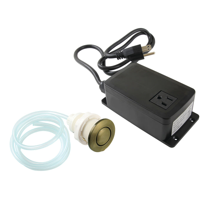 Kingston Trimscape KASK31AB Single Outlet Garbage Disposal Air Switch Kit, Antique Brass