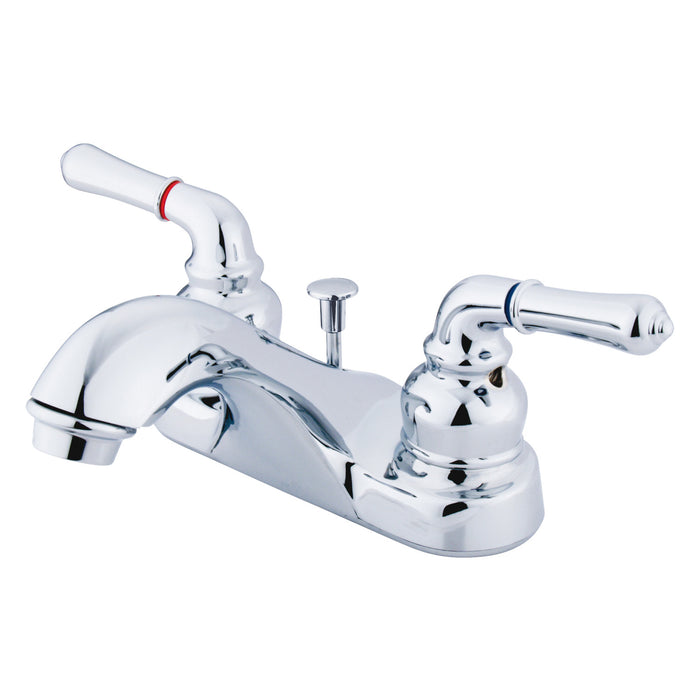 Windsor KB0821 Two-Handle 3-Hole Deck Mount 4" Centerset Bathroom Faucet with Plastic Pop-Up, Polished Chrome
