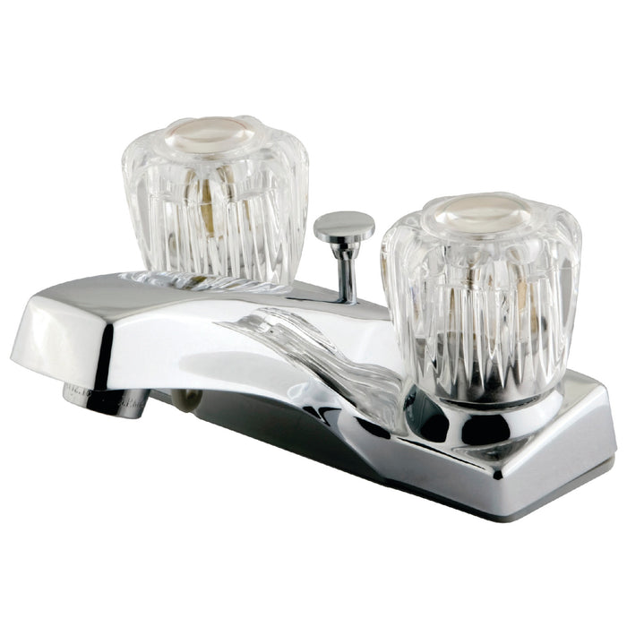 Columbia KB101B Two-Handle 3-Hole Deck Mount 4" Centerset Bathroom Faucet with Brass Pop-Up, Polished Chrome