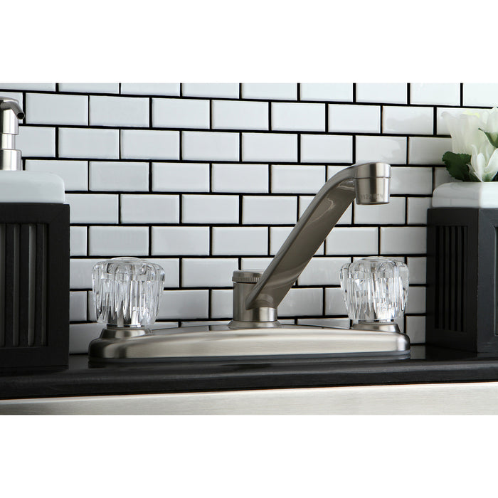 Kingston Tulare KB111SN - Americana Two-Handle 2-Hole 8" Centerset Kitchen Faucet, Brushed Nickel