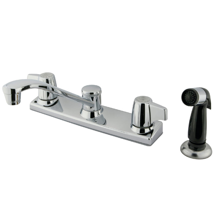 KB120P Two-Handle 4-Hole Deck Mount 8" Centerset Kitchen Faucet with Side Sprayer, Polished Chrome