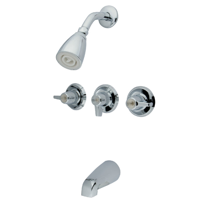 Kingston KB130 Triple-Handle Tub and Shower Faucet, Polished Chrome