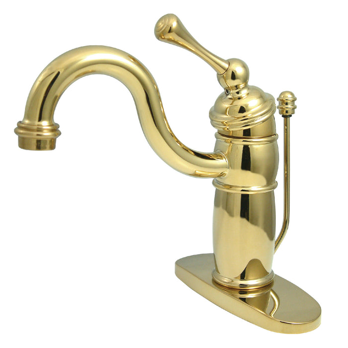 Victorian KB1402BL Single-Handle 1-Hole Deck Mount Bathroom Faucet with Plastic Pop-Up, Polished Brass