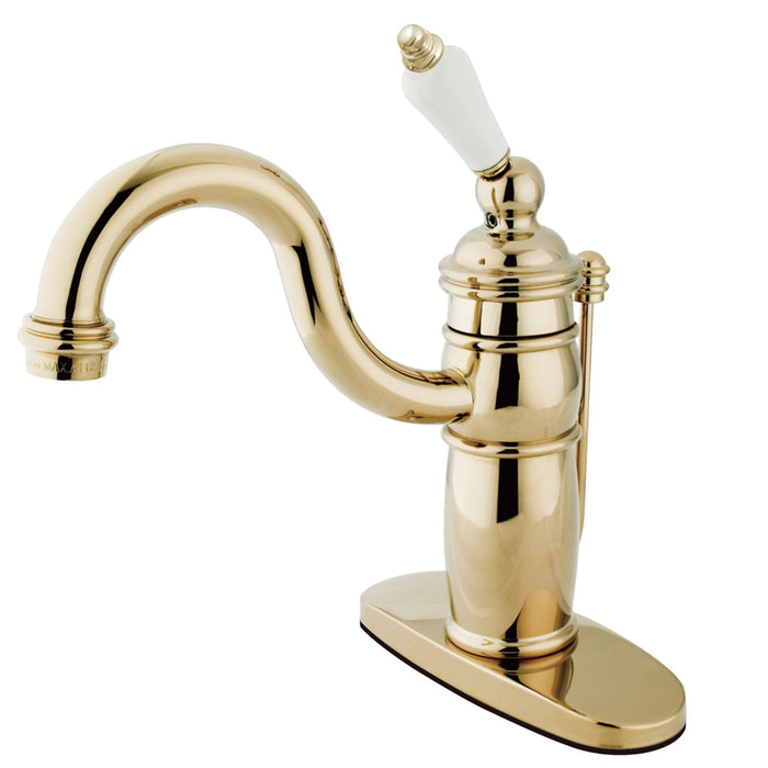 Victorian KB1402PL Single-Handle 1-Hole Deck Mount Bathroom Faucet with Plastic Pop-Up, Polished Brass