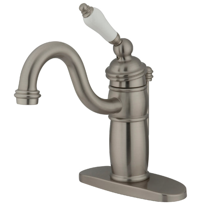 Victorian KB1408PL Single-Handle 1-Hole Deck Mount Bathroom Faucet with Plastic Pop-Up, Brushed Nickel
