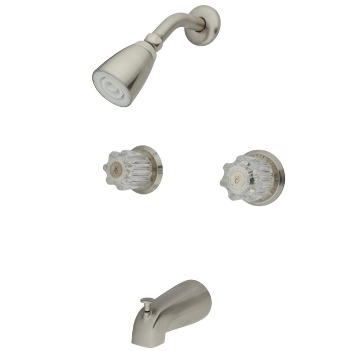 Americana KB148 Two-Handle 4-Hole Wall Mount Tub and Shower Faucet, Brushed Nickel
