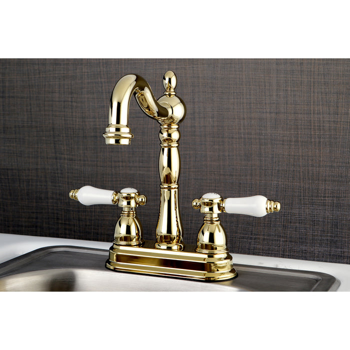 Bel-Air KB1492BPL Two-Handle 2-Hole Deck Mount Bar Faucet, Polished Brass