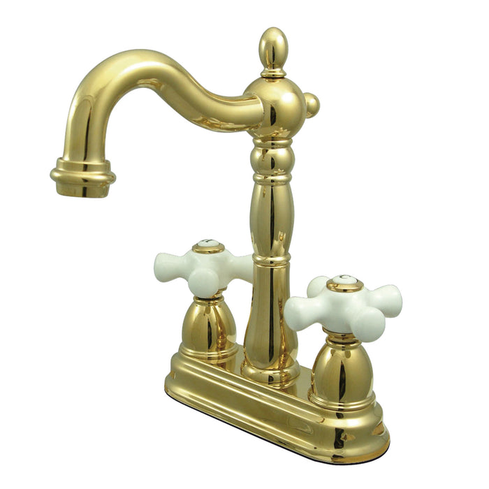 Heritage KB1492PX Two-Handle 2-Hole Deck Mount Bar Faucet, Polished Brass
