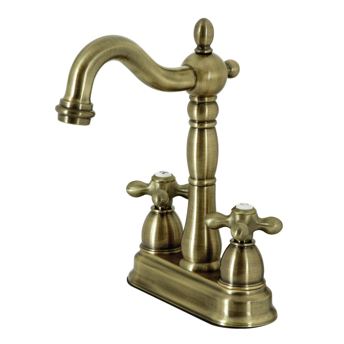 Heritage KB1493AX Two-Handle 2-Hole Deck Mount Bar Faucet, Antique Brass