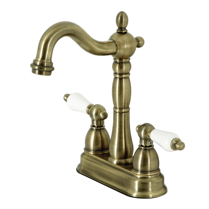 Heritage KB1493PL Two-Handle 2-Hole Deck Mount Bar Faucet, Antique Brass