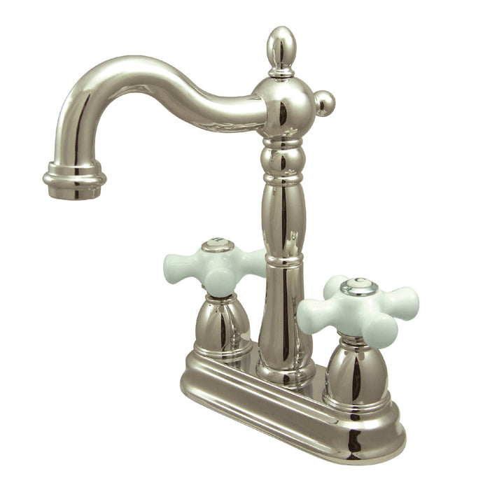 Heritage KB1496PX Two-Handle 2-Hole Deck Mount Bar Faucet, Polished Nickel