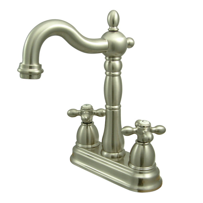 Heritage KB1498AX Two-Handle 2-Hole Deck Mount Bar Faucet, Brushed Nickel