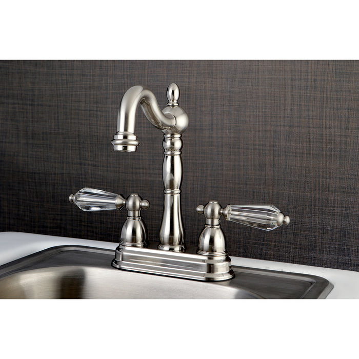 Wilshire KB1498WLL Two-Handle 2-Hole Deck Mount Bar Faucet, Brushed Nickel