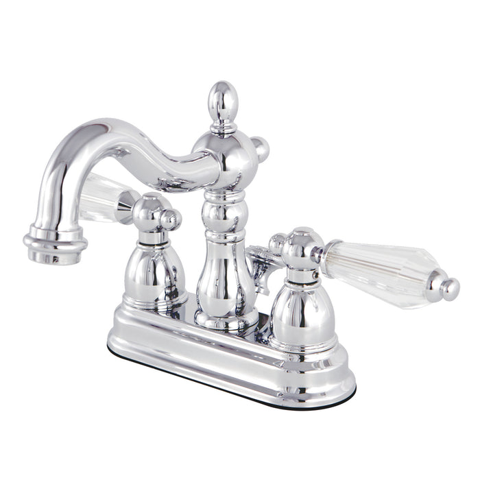 Wilshire KB1601WLL Two-Handle 3-Hole Deck Mount 4" Centerset Bathroom Faucet with Plastic Pop-Up, Polished Chrome