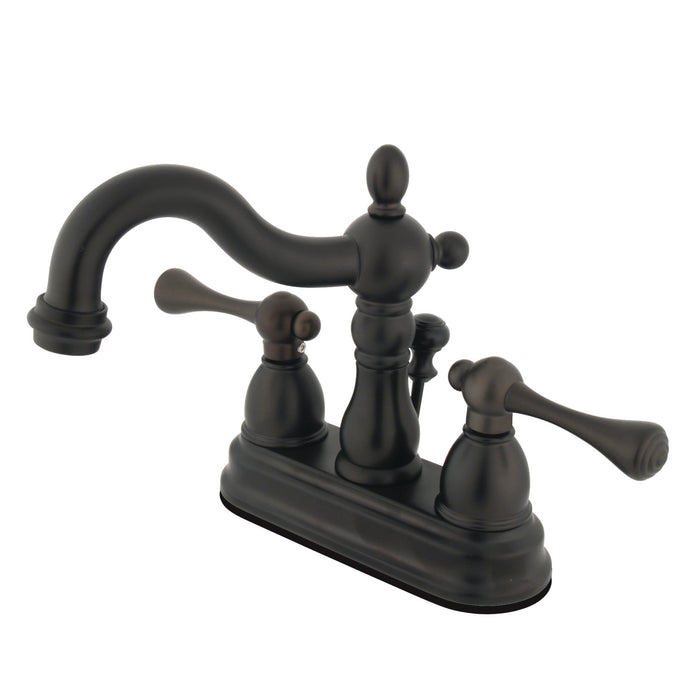 Heritage KB1605BL Two-Handle 3-Hole Deck Mount 4" Centerset Bathroom Faucet with Plastic Pop-Up, Oil Rubbed Bronze